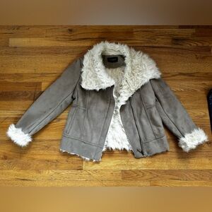 Ann Taylor faux shearling Moto jacket size M